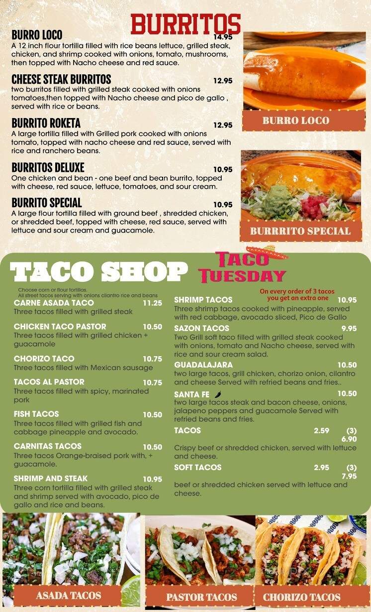 Tequila & Sazon - Kingsland, GA menu_pic