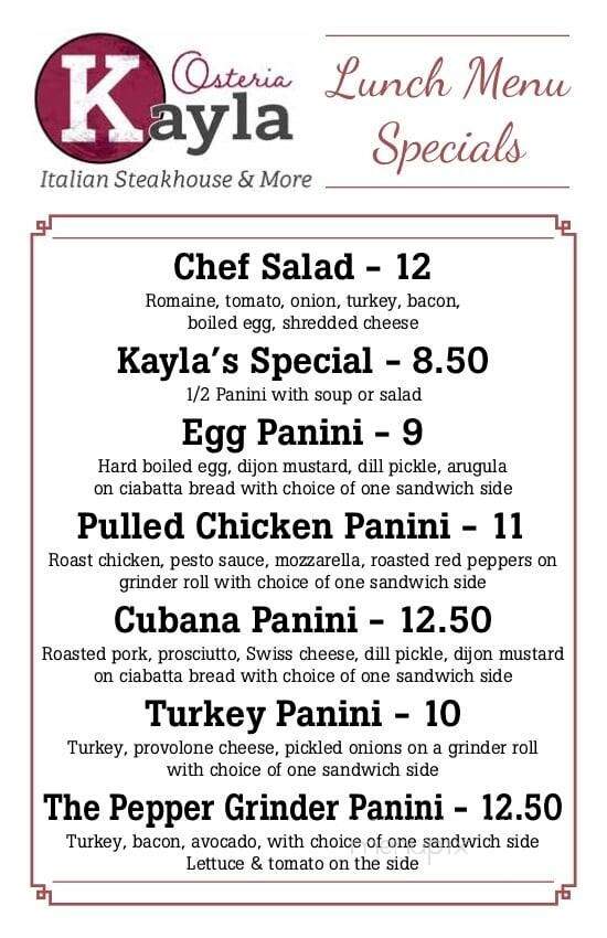 Osteria Kayla - Fremont, NE menu_pic