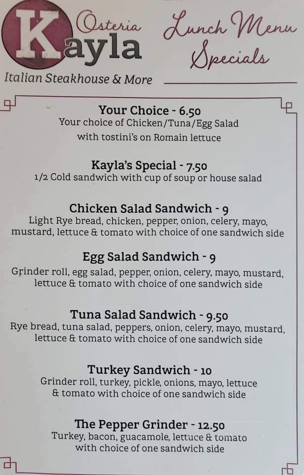 Osteria Kayla - Fremont, NE menu_pic