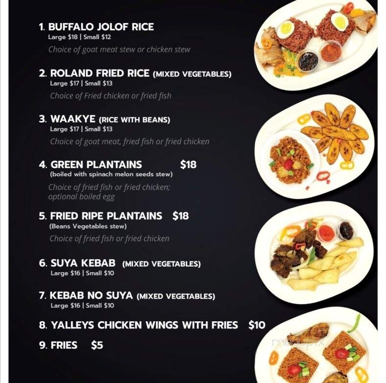 Yalleys African Restaurant - Buffalo, NY menu_pic