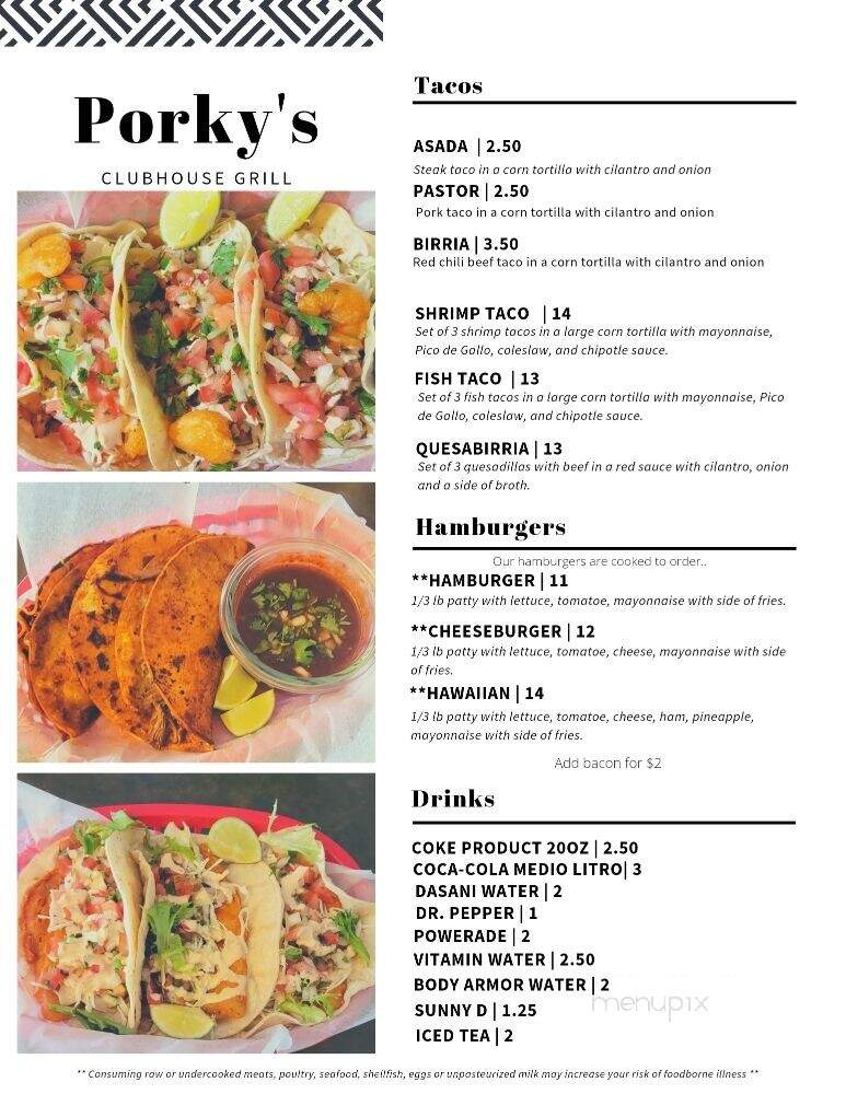 Porkys Clubhouse Grill - Ritzville, WA menu_pic