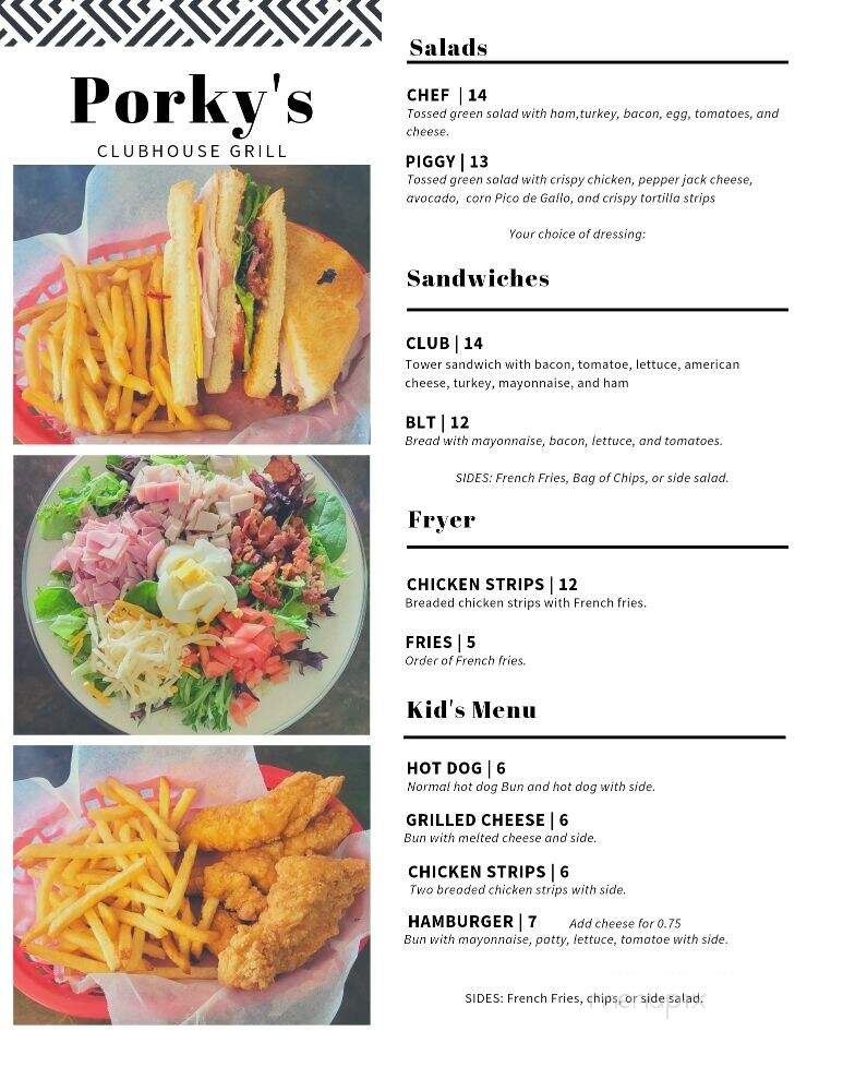 Porkys Clubhouse Grill - Ritzville, WA menu_pic