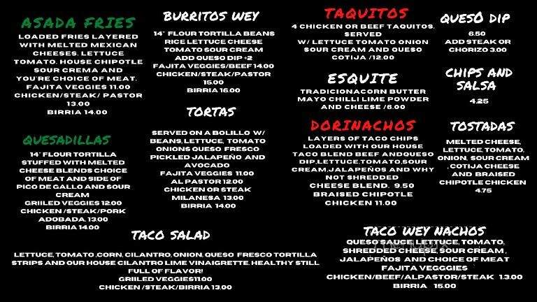 Tacos Wey & Grill - St Louis, MO menu_pic