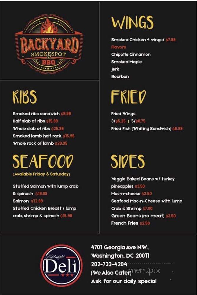 Midnight Delicatessen - Washington, DC menu_pic
