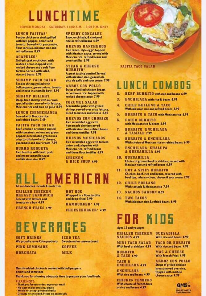 El Bronco - Richmond, IN menu_pic