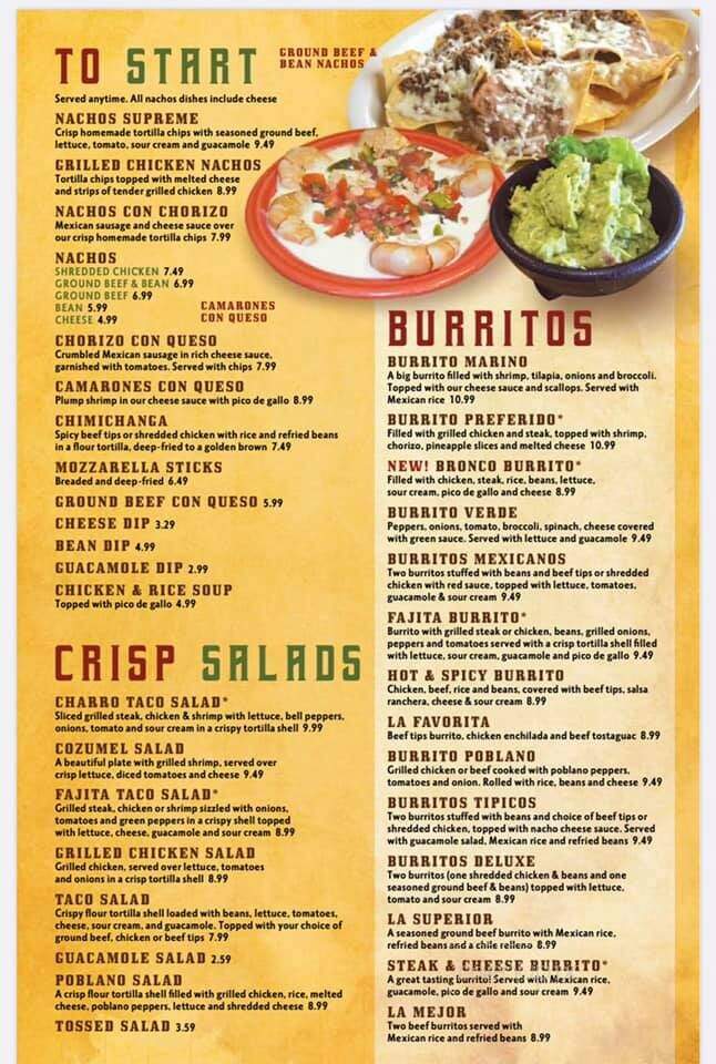 El Bronco - Richmond, IN menu_pic