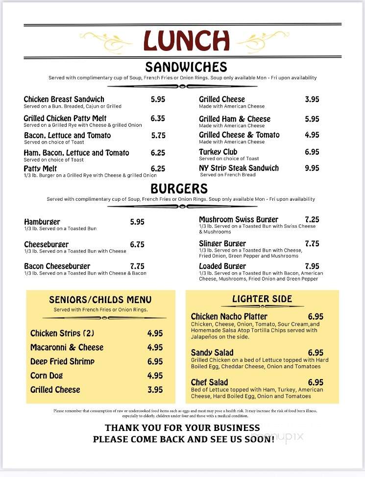 Lina's cafe - Slinger, WI menu_pic