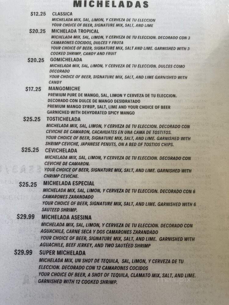 Las Micheladas Bar & Grill - Hollister, CA menu_pic