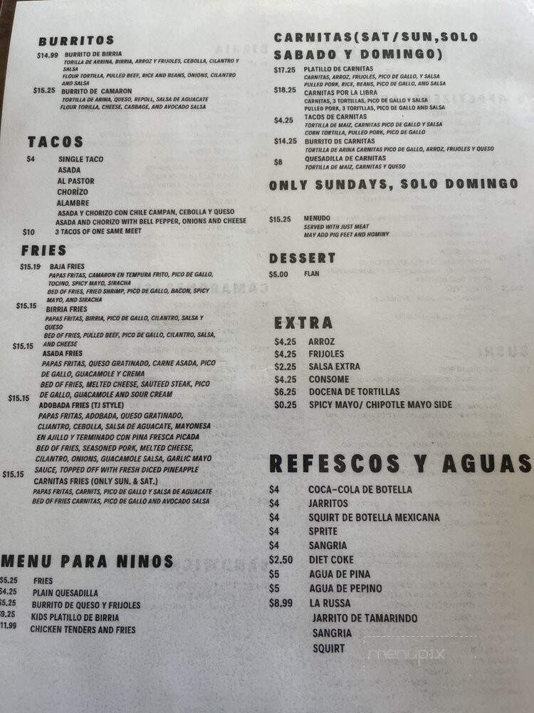Las Micheladas Bar & Grill - Hollister, CA menu_pic