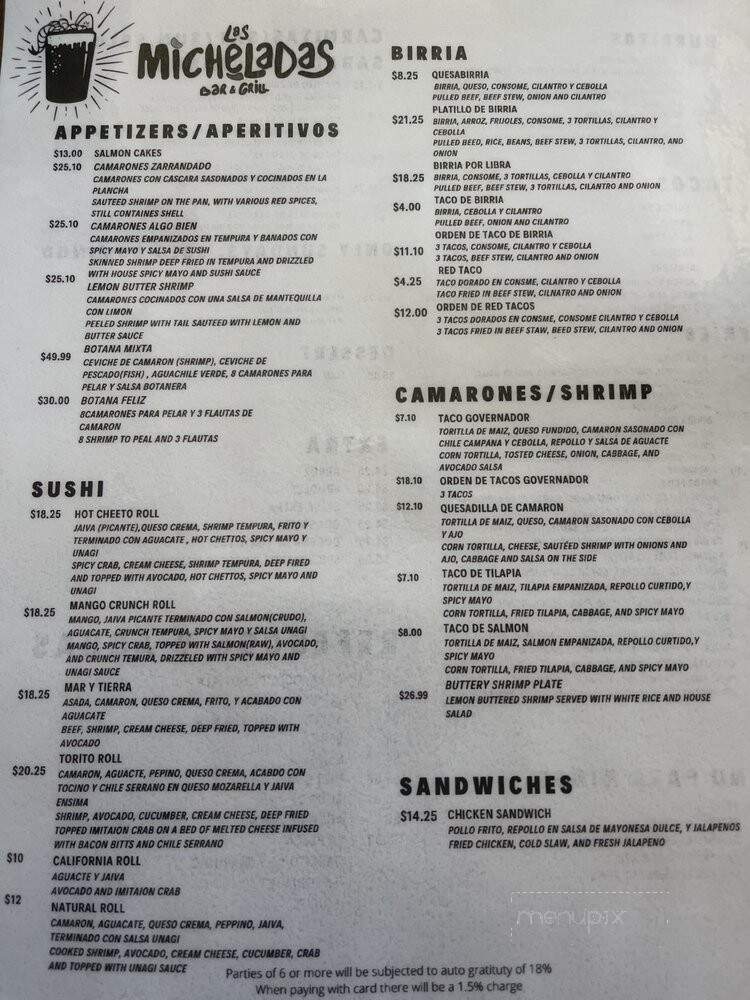 Las Micheladas Bar & Grill - Hollister, CA menu_pic
