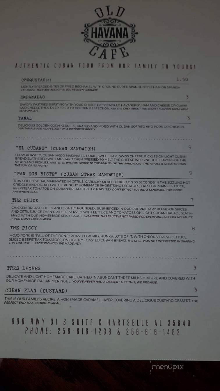 Old Havana Cafe - Hartselle, AL menu_pic