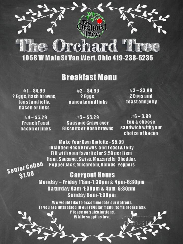 Orchard Tree - Van Wert, OH menu_pic