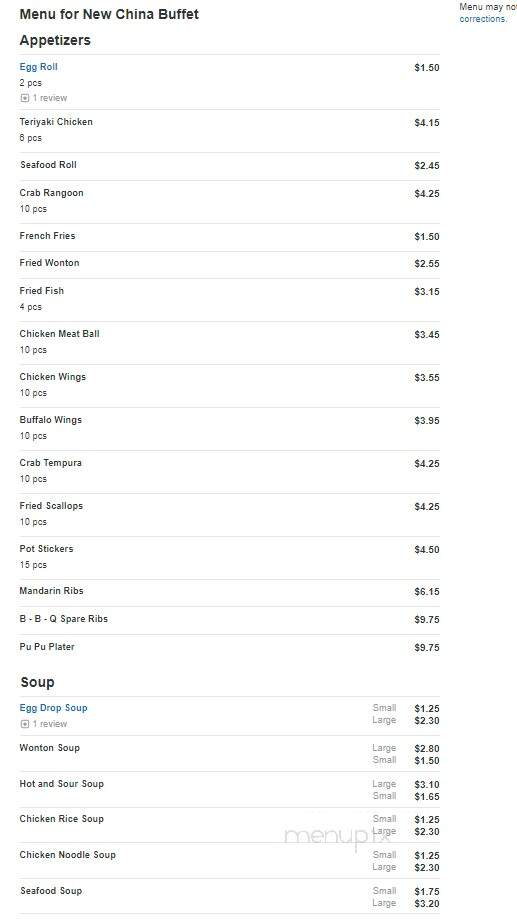 New China Buffet - Moultrie, GA menu_pic