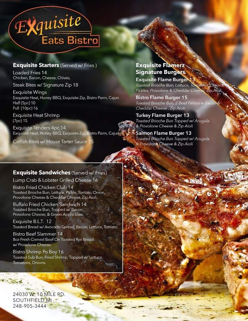 Exquisite Eats Bistro - Southfield, MI menu_pic