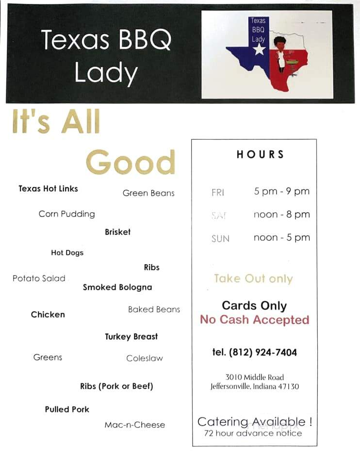 Texas BBQ Lady - Jeffersonville, IN menu_pic