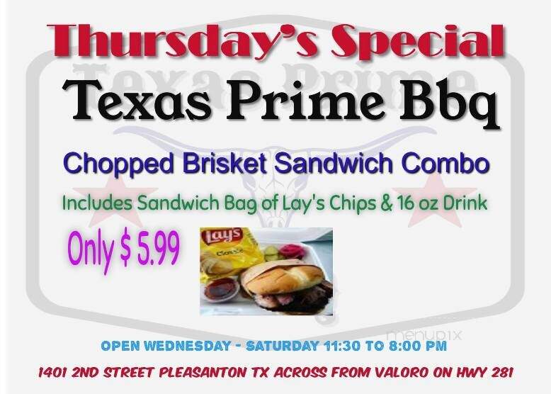 Texas Prime BBQ - Pleasanton, TX menu_pic