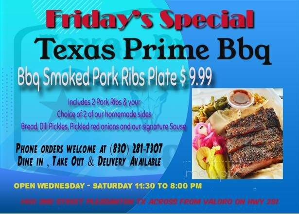 Texas Prime BBQ - Pleasanton, TX menu_pic