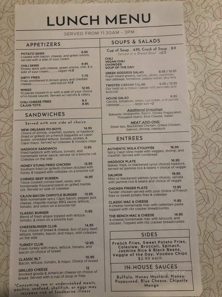 The Bench - Hampton, NH menu_pic
