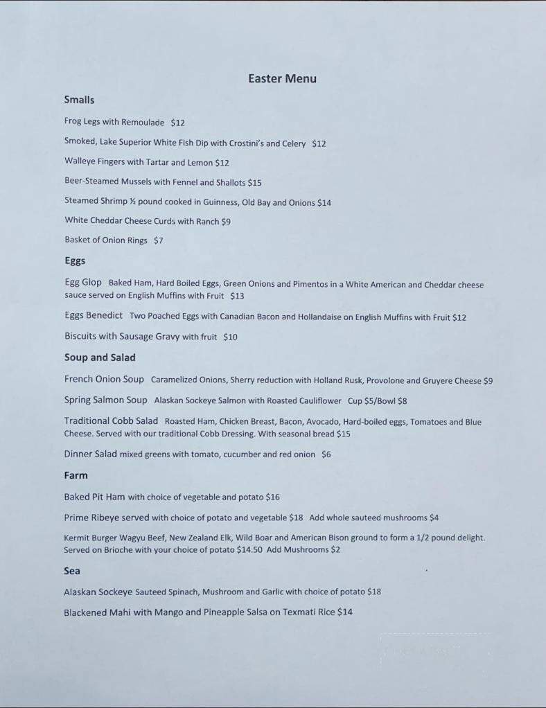 Hornwinkel's Bear Stube - Woodruff, WI menu_pic
