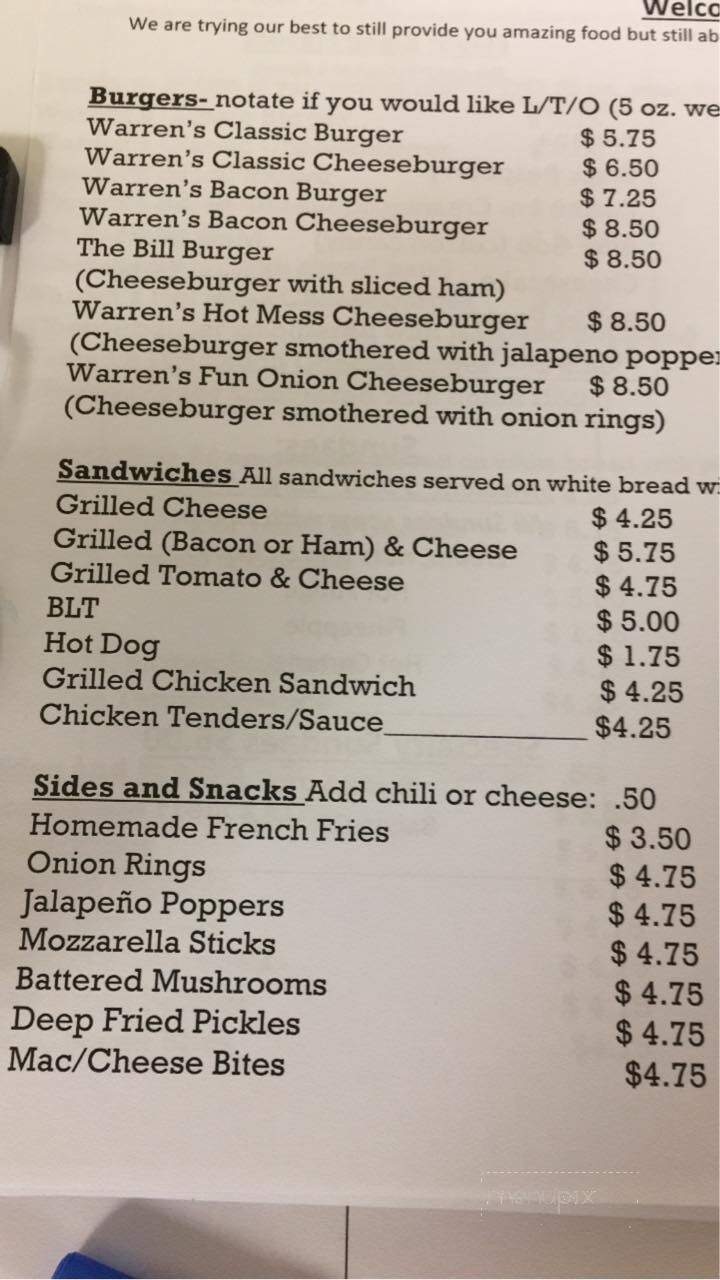 Warren's Ice Cream - Greenfield Center, NY menu_pic