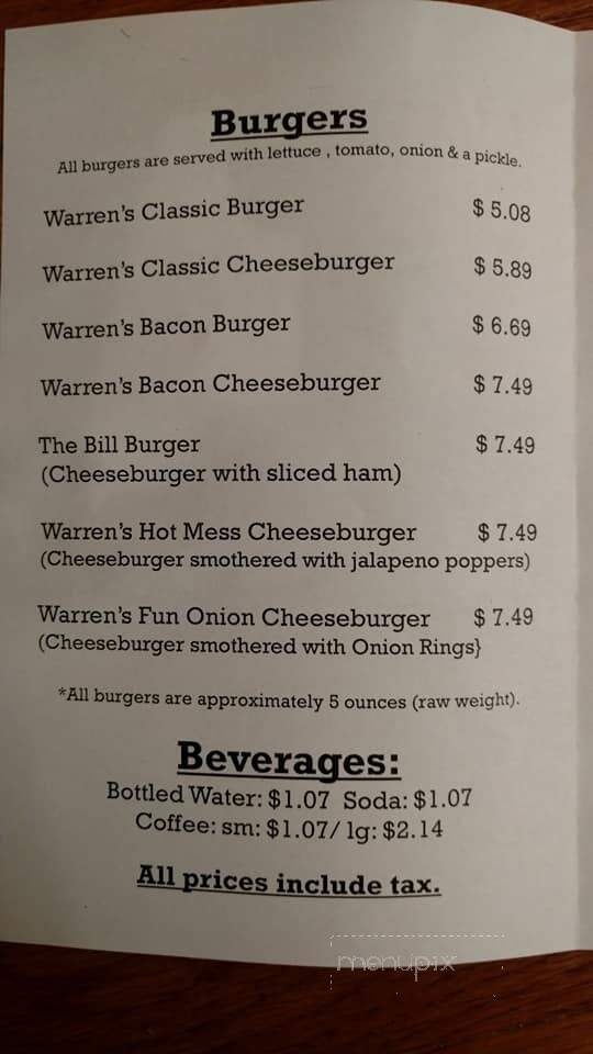 Warren's Ice Cream - Greenfield Center, NY menu_pic