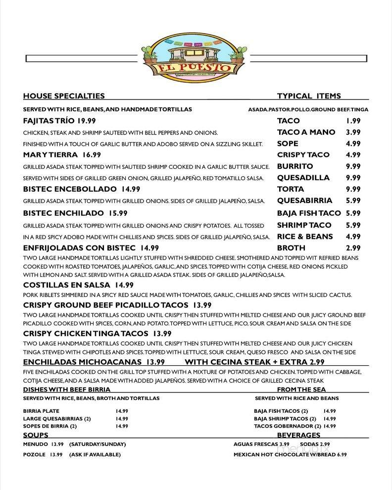 El Puesto - Bakersfield, CA menu_pic