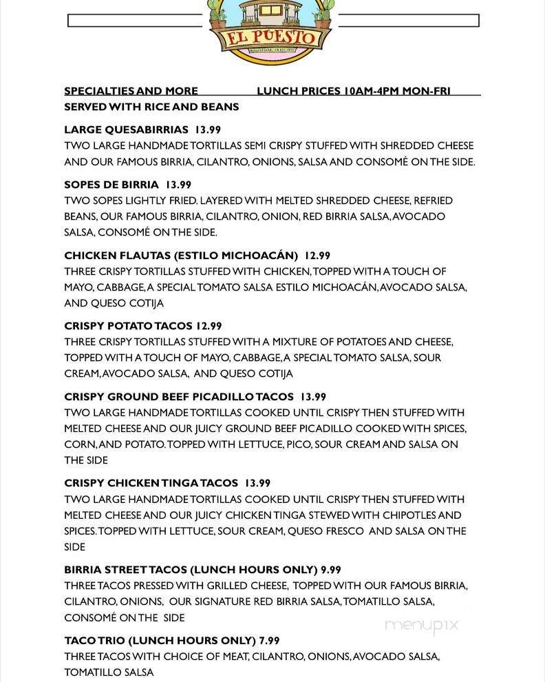 El Puesto - Bakersfield, CA menu_pic