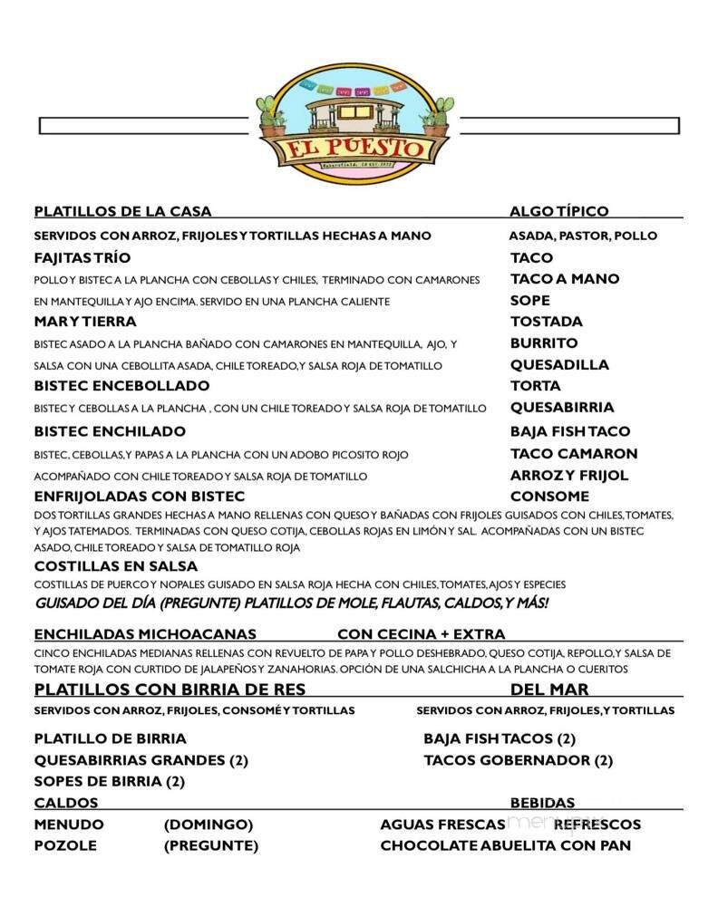 El Puesto - Bakersfield, CA menu_pic