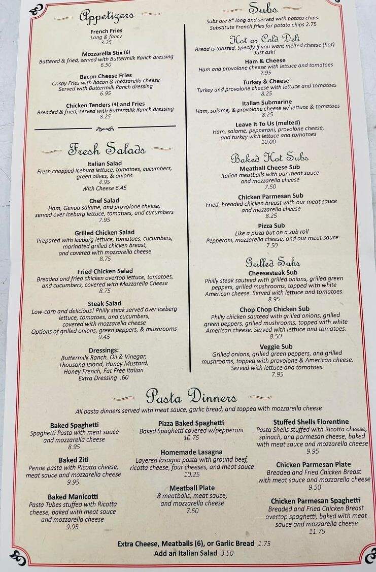 Viny's Italian Resturant - Halifax, VA menu_pic