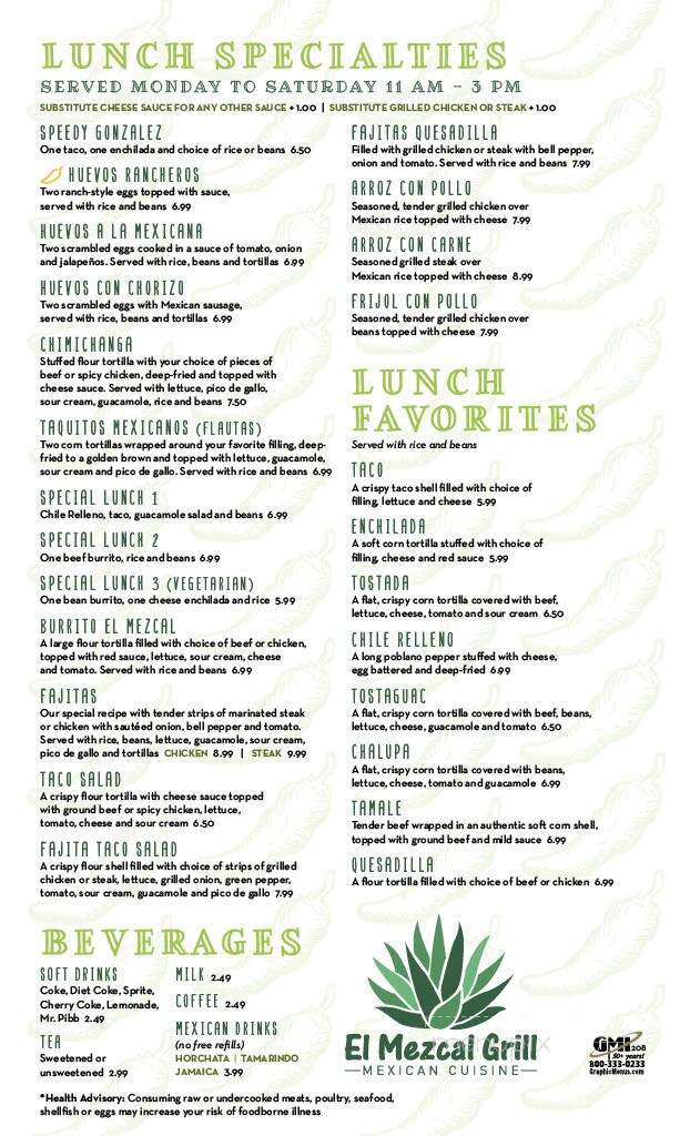 El Mezcal Grill - Connersville, IN menu_pic