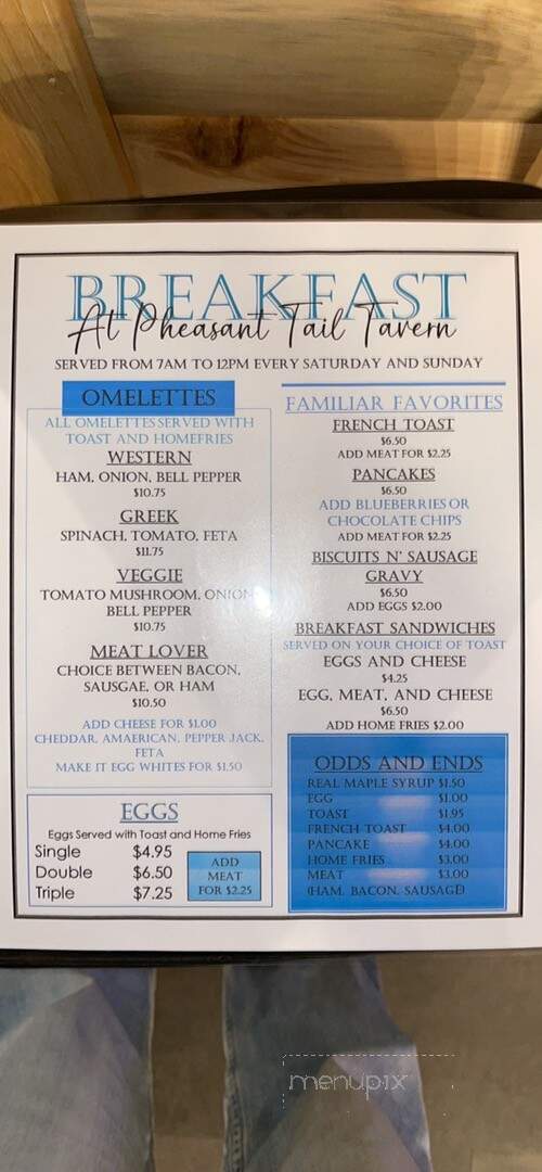 The Pheasant Tail Restaurant - Deposit, NY menu_pic