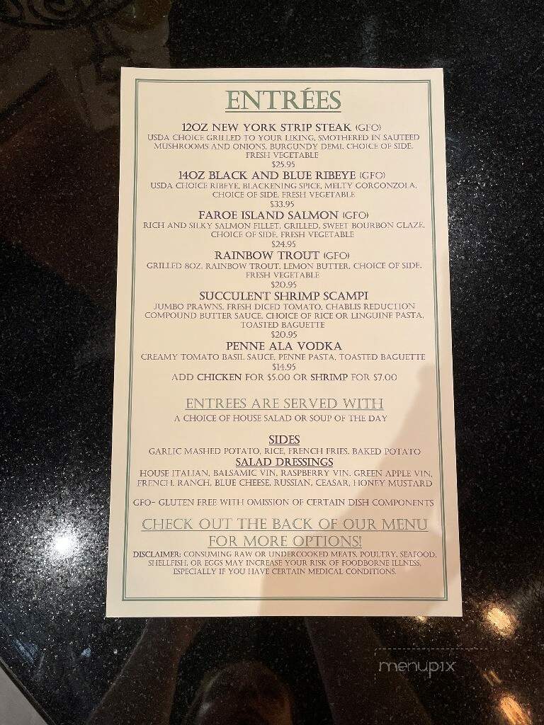 The Pheasant Tail Restaurant - Deposit, NY menu_pic