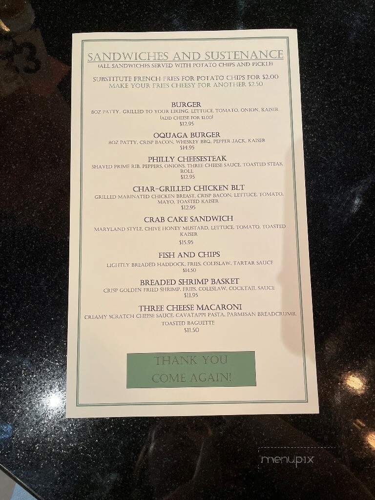 The Pheasant Tail Restaurant - Deposit, NY menu_pic