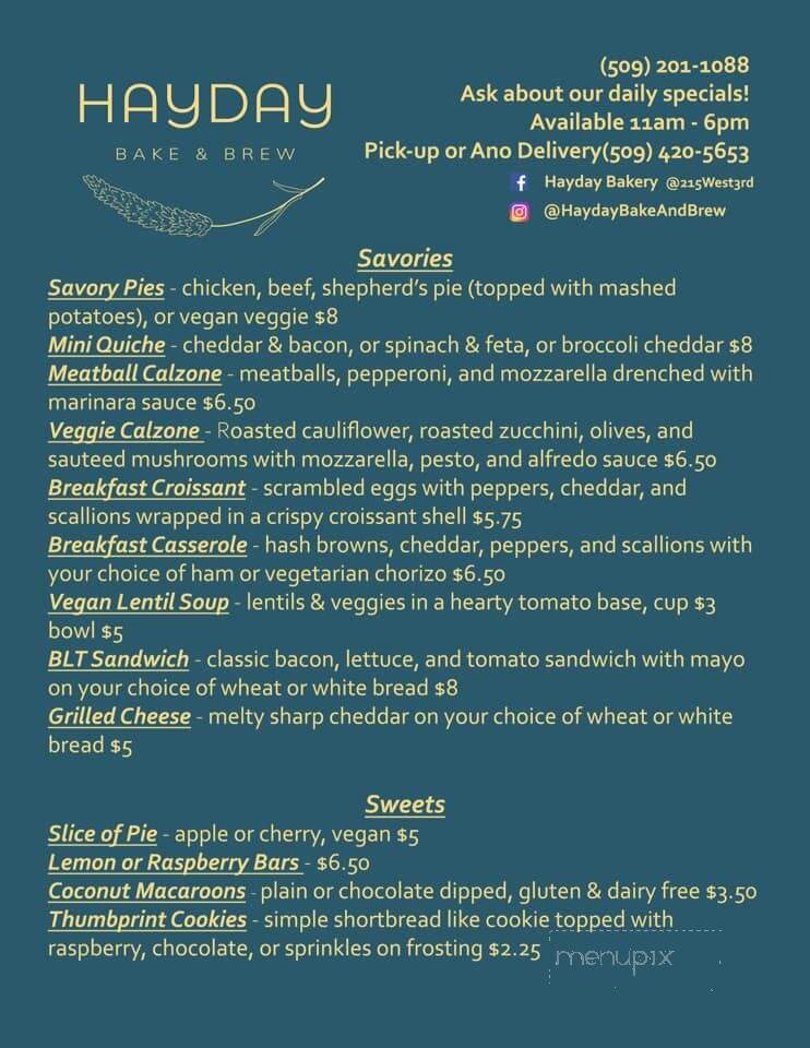 Hayday Bake and Brew - Ellensburg, WA menu_pic