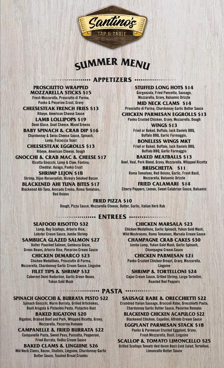 Santino's Tap & Table - Folsom, PA menu_pic