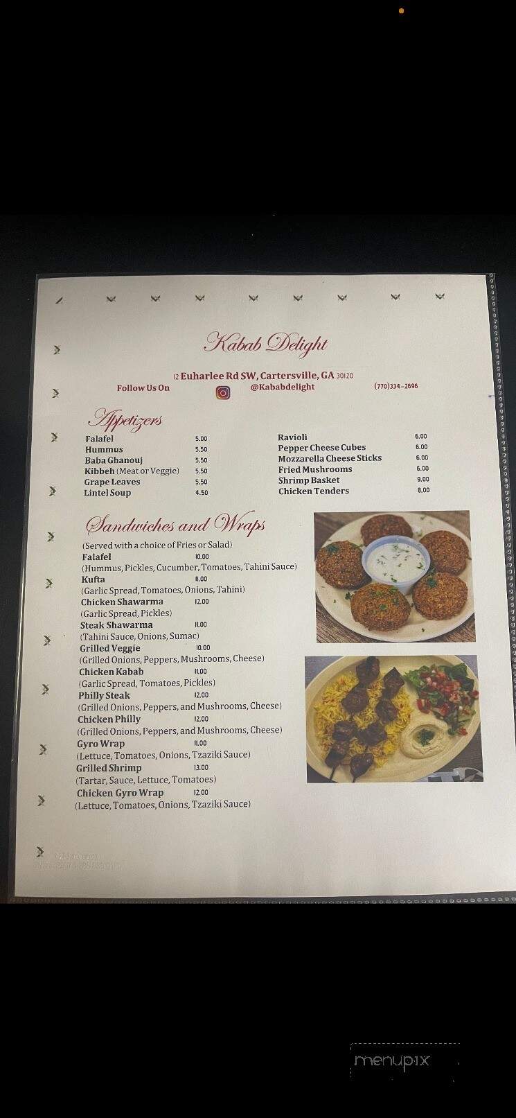 Kabab Delight - Cartersville, GA menu_pic