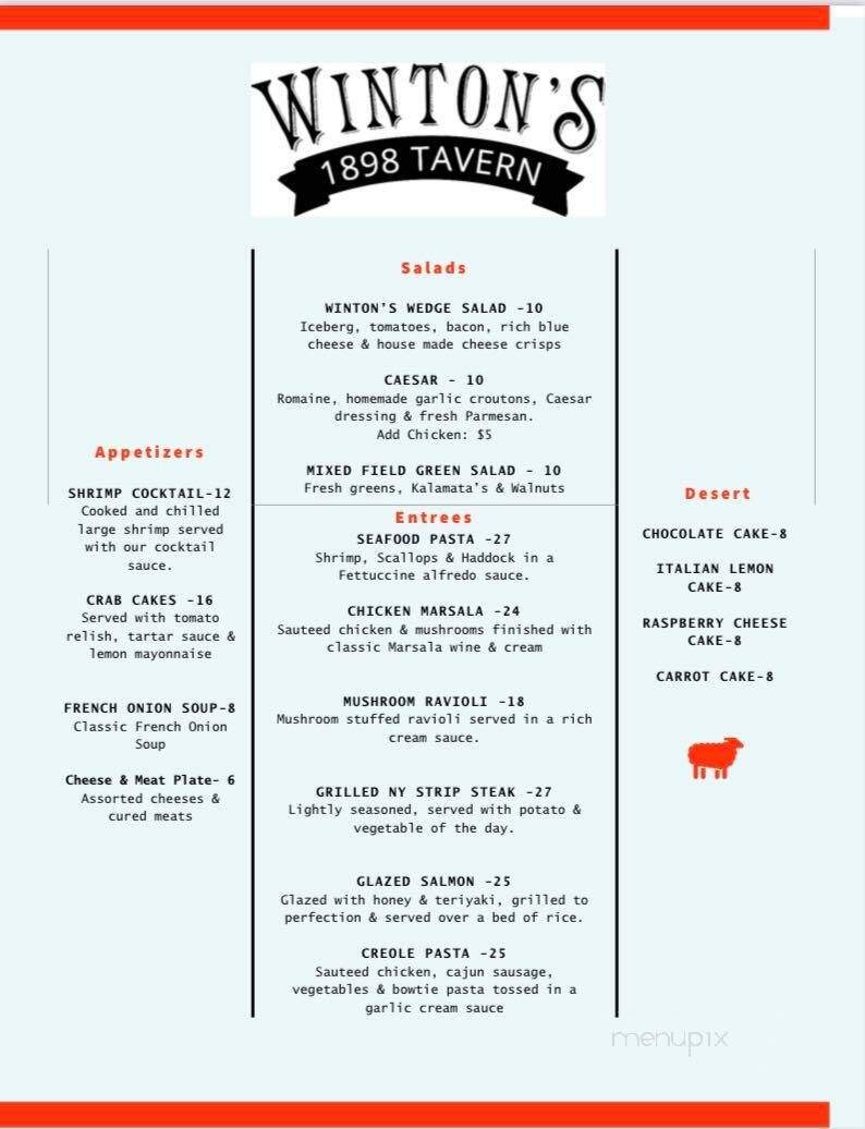 Winton's 1898 Tavern - Wadhams, NY menu_pic