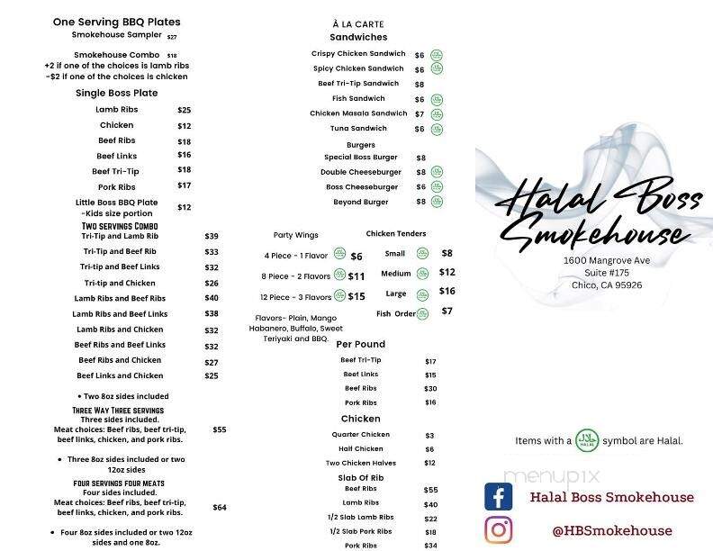 Halal Boss Smokehouse - Chico, CA menu_pic