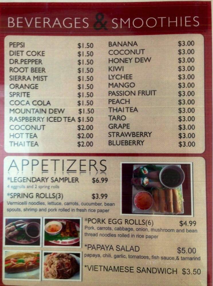 Legendary Pho Kitchen - Fresno, CA menu_pic