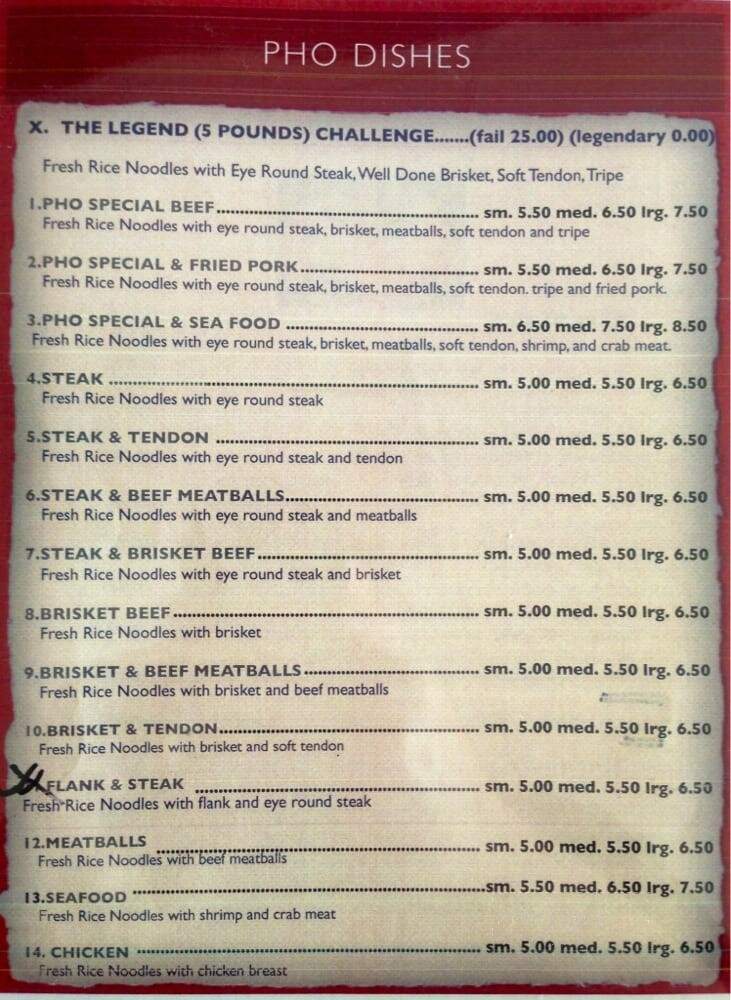 Legendary Pho Kitchen - Fresno, CA menu_pic