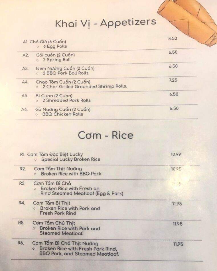 Pho Lucky - San Diego, CA menu_pic