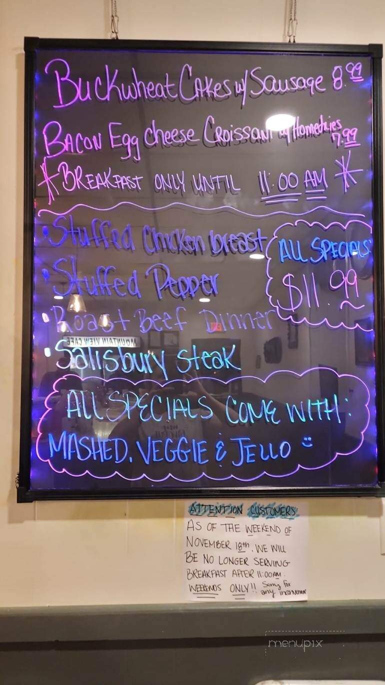 Mountain View Cafe - Smithfield, PA menu_pic