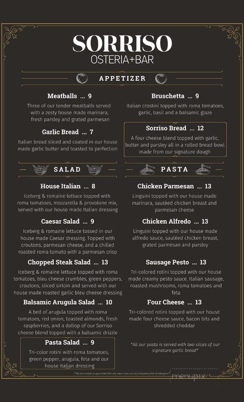 Sorriso Bar & Osteria - Oxford, OH menu_pic
