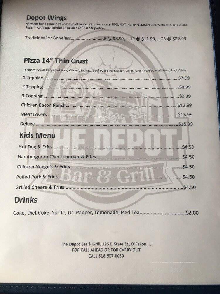 The Depot Bar & Grill - O'Fallon, IL menu_pic