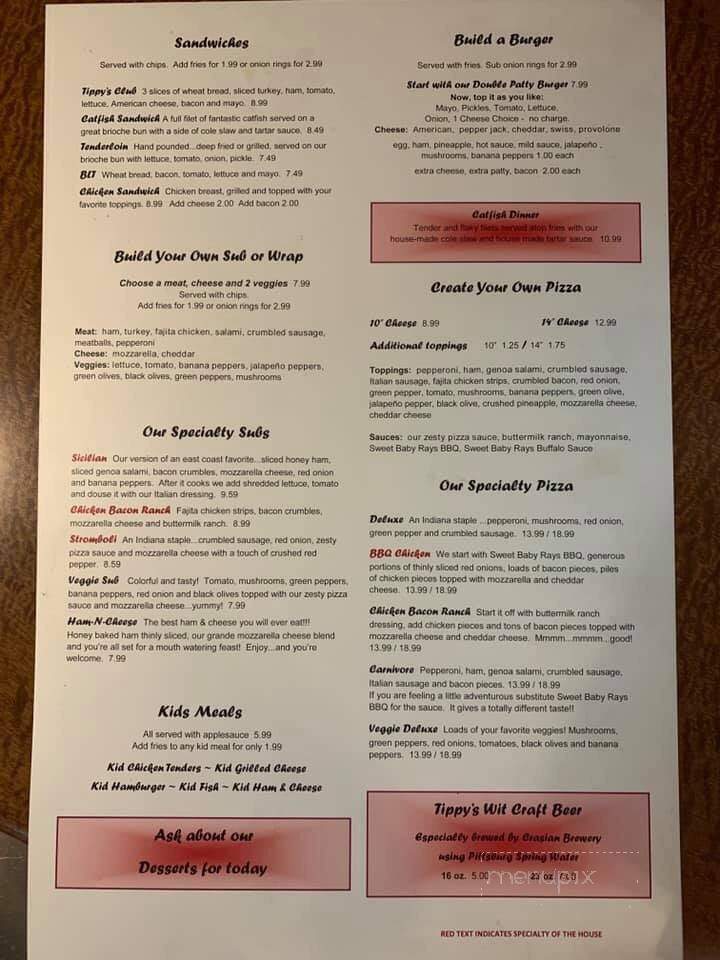 Tippy's Restaurant & Bar - Delphi, IN menu_pic
