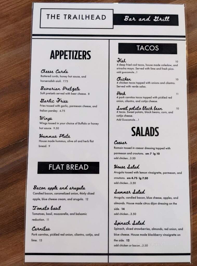 The Trailhead Bar and Grill - Ashford, WA menu_pic