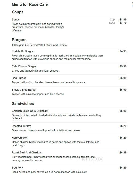 Rose Cafe - Lorain, OH menu_pic