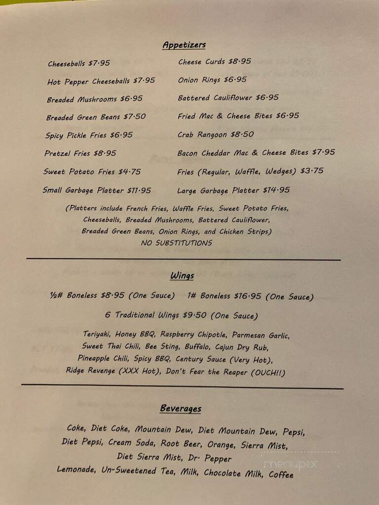 The Ridge - Bruce, SD menu_pic