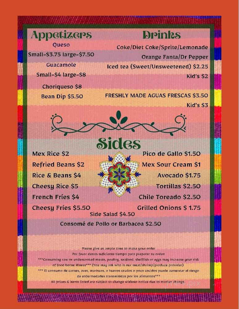 La Nina Mexican Food - Russellville, AL menu_pic