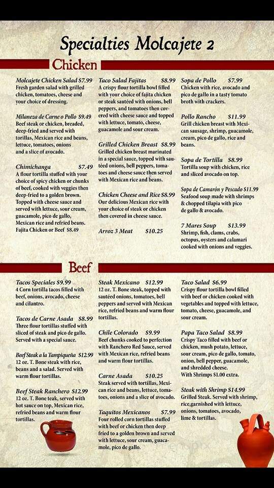 Molcajete Mexican Restaurant - Lepanto, AR menu_pic